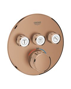 Baterie cada - dus termostatata Grohe Grohtherm SmartControl Round cu 3 functii, montaj incastrat, necesita corp ingropat, brushed warm sunset
