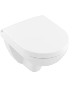 Set vas WC suspendat Villeroy & Boch O.Novo CeramicPlus 49x36cm Directflush si capac cu Inchidere lenta, alb Alpin